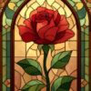 Diamond Painting Glas-in-loodroos voorbeeldafbeelding van het volledige ontwerp