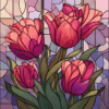 Diamond Painting Glas-in-loodtulpen voorbeeldafbeelding van het volledige ontwerp