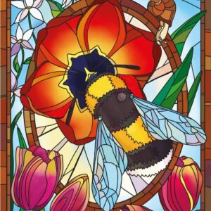 Diamond Painting Glasschilderij Hommel - by Anneke Schipper voorbeeldafbeelding van het volledige ontwerp