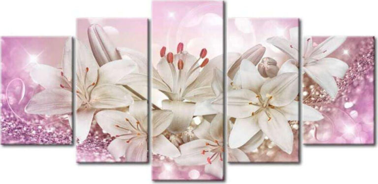 Diamond Painting Glinsterende Bloemen Vijfluik voorbeeldafbeelding van het volledige ontwerp