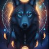 Diamond Painting Gloeiende Wolf voorbeeldafbeelding van het volledige ontwerp