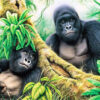 Diamond Painting Gorilla Bomen voorbeeldafbeelding van het volledige ontwerp