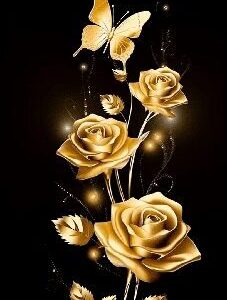 Diamond Painting Gouden Rozen Groot Formaat voorbeeldafbeelding van het volledige ontwerp