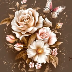 Diamond Painting Gouden rozen voorbeeldafbeelding van het volledige ontwerp