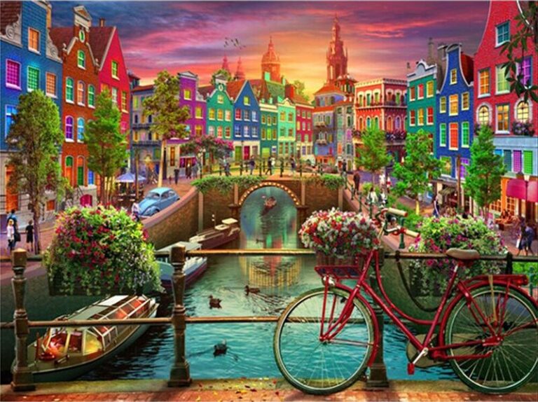 Diamond Painting Gracht voorbeeldafbeelding van het volledige ontwerp