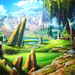 Diamond Painting Groen Landschap HP Design voorbeeldafbeelding van het volledige ontwerp