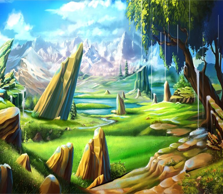 Diamond Painting Groen Landschap HP Design voorbeeldafbeelding van het volledige ontwerp