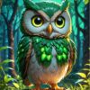 Diamond Painting Groene Uil voorbeeldafbeelding van het volledige ontwerp