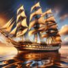 Diamond Painting Groot Schip In Stil Water voorbeeldafbeelding van het volledige ontwerp