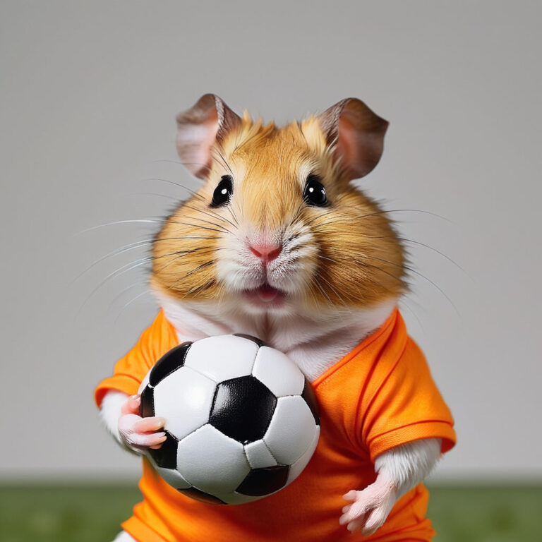 Diamond Painting Hamster met voetbal voorbeeldafbeelding van het volledige ontwerp