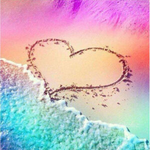 Diamond Painting Hart Op Strand voorbeeldafbeelding van het volledige ontwerp