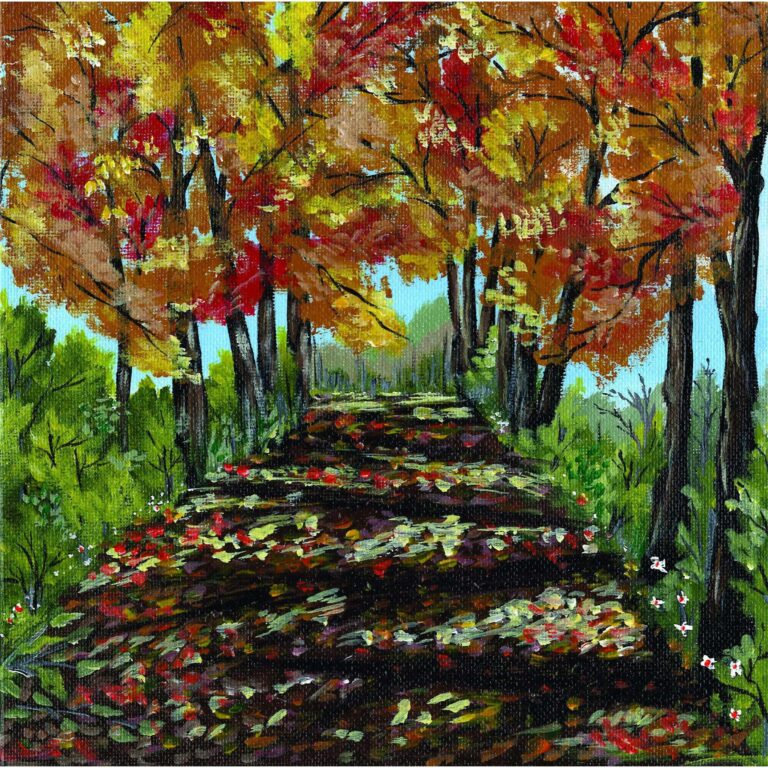 Diamond Painting Herfst Bos voorbeeldafbeelding van het volledige ontwerp