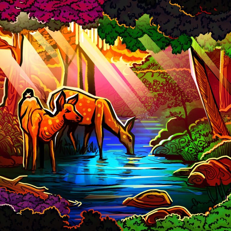 Diamond Painting Hert In De Jungle HP Design voorbeeldafbeelding van het volledige ontwerp