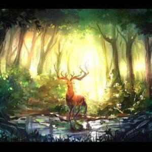 Diamond Painting Hert In Het Dromerige Bos voorbeeldafbeelding van het volledige ontwerp