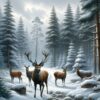 Diamond Painting Herten In De Sneeuw voorbeeldafbeelding van het volledige ontwerp