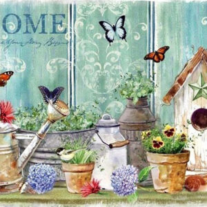 Diamond Painting - Home met vogelhuisje en bloemen voorbeeldafbeelding van het volledige ontwerp