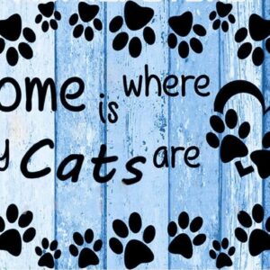 Diamond Painting Home Is Where My Cats Are Blauw voorbeeldafbeelding van het volledige ontwerp