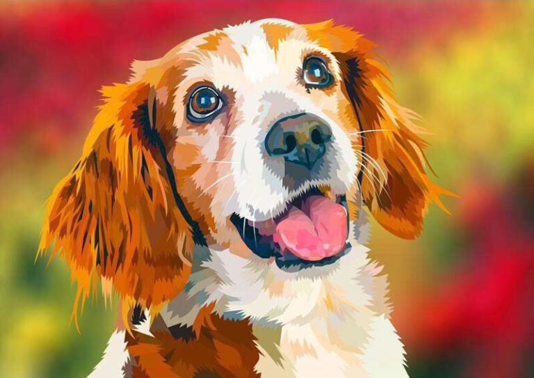 Diamond Painting Hond In Bloemenveld Elvira Clement voorbeeldafbeelding van het volledige ontwerp