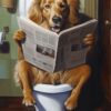Diamond Painting Hond Op De WC voorbeeldafbeelding van het volledige ontwerp