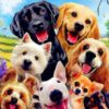 Diamond Painting Honden Selfie voorbeeldafbeelding van het volledige ontwerp