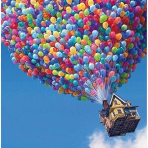 Diamond Painting Huis Met Ballonnen voorbeeldafbeelding van het volledige ontwerp