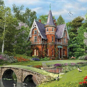 Diamond Painting Huisje In Bos voorbeeldafbeelding van het volledige ontwerp