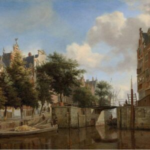 Diamond Painting Huizen aan de Herengracht van Jan der Heyden voorbeeldafbeelding van het volledige ontwerp