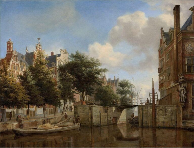 Diamond Painting Huizen aan de Herengracht van Jan der Heyden voorbeeldafbeelding van het volledige ontwerp