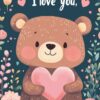 Diamond Painting ''I love you'' Beer voorbeeldafbeelding van het volledige ontwerp