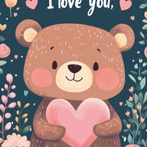 Diamond Painting ''I love you'' Beer voorbeeldafbeelding van het volledige ontwerp