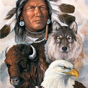 Diamond Painting Indiaan Dieren Bizon voorbeeldafbeelding van het volledige ontwerp