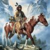 Diamond Painting Indiaan - Paard voorbeeldafbeelding van het volledige ontwerp
