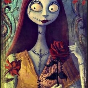 Diamond Painting Jack & Sally Roos voorbeeldafbeelding van het volledige ontwerp