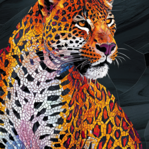 Diamond Painting Jaguar mosaic voorbeeldafbeelding van het volledige ontwerp