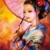 Diamond Painting Japanse Dame voorbeeldafbeelding van het volledige ontwerp
