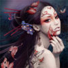 Diamond Painting Japanse Vrouw voorbeeldafbeelding van het volledige ontwerp