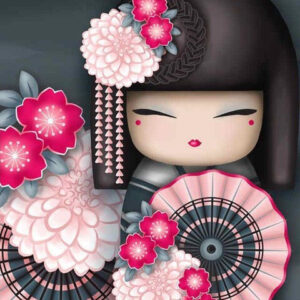 Diamond Painting Japanse Vrouw In Kimono voorbeeldafbeelding van het volledige ontwerp