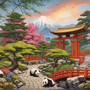 Diamond Painting Japanse tempel voorbeeldafbeelding van het volledige ontwerp