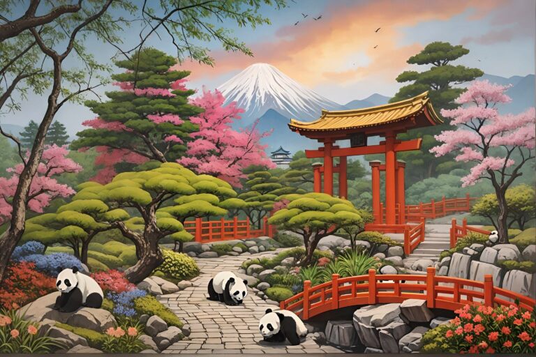 Diamond Painting Japanse tempel voorbeeldafbeelding van het volledige ontwerp