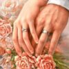 Diamond Painting Just Married voorbeeldafbeelding van het volledige ontwerp