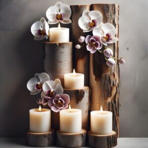 Diamond Painting Kaarsen & Orchideeën voorbeeldafbeelding van het volledige ontwerp