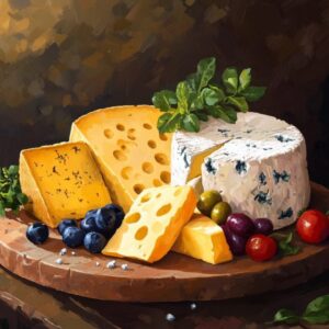 Diamond Painting Kaasplank voorbeeldafbeelding van het volledige ontwerp
