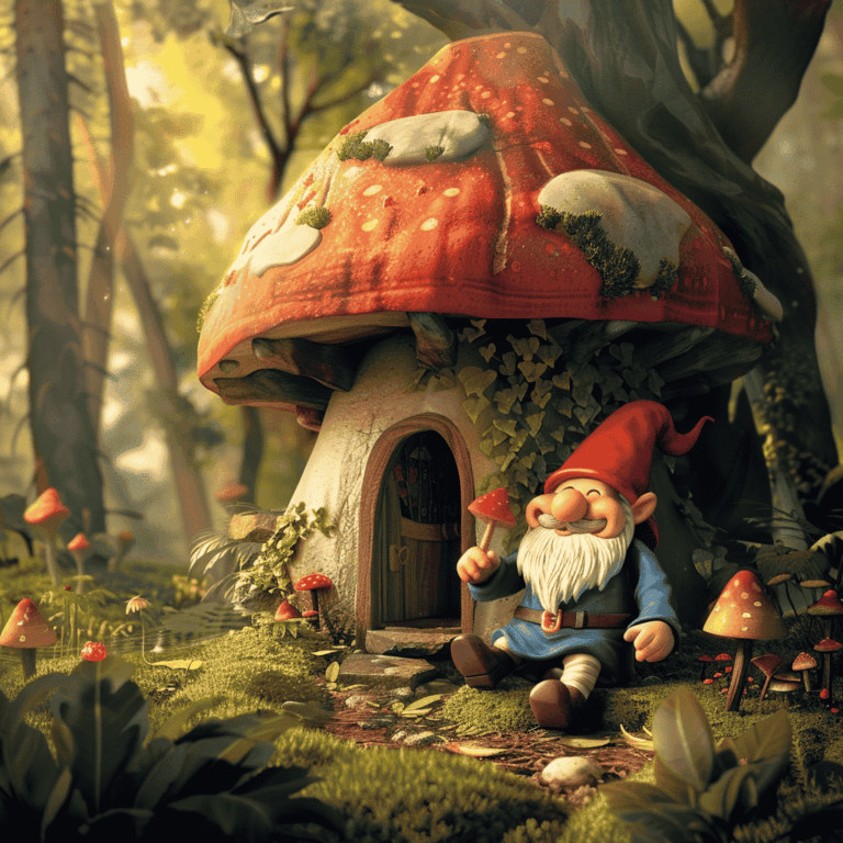 Diamond Painting Kabouter in het bos voorbeeldafbeelding van het volledige ontwerp