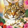 Diamond Painting Kat Met Bloemen Elvira Clement voorbeeldafbeelding van het volledige ontwerp