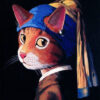 Diamond Painting Kat Met De Parel voorbeeldafbeelding van het volledige ontwerp