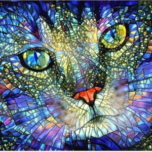 Diamond Painting Kat Mozaiek voorbeeldafbeelding van het volledige ontwerp