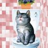 Diamond Painting Kat Op Toilet voorbeeldafbeelding van het volledige ontwerp