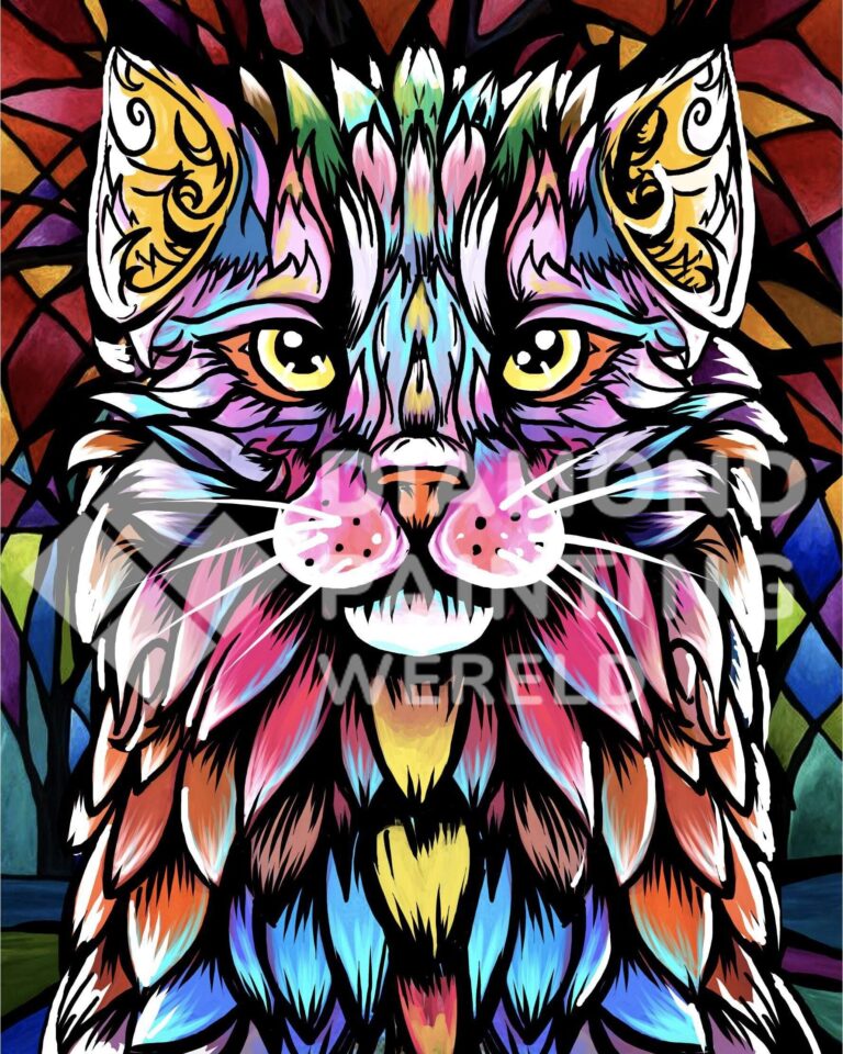 Diamond Painting Katachtige Contrast HP Design voorbeeldafbeelding van het volledige ontwerp