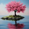 Diamond Painting Kersenbloesem reflectie voorbeeldafbeelding van het volledige ontwerp