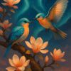 Diamond Painting Kersenbloesemvogels voorbeeldafbeelding van het volledige ontwerp